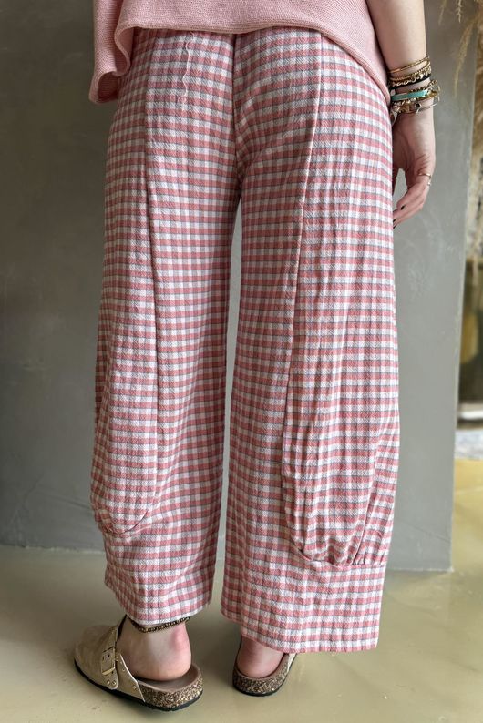 Annie Gingham Quirky 7/8 Pant Soft Coral
